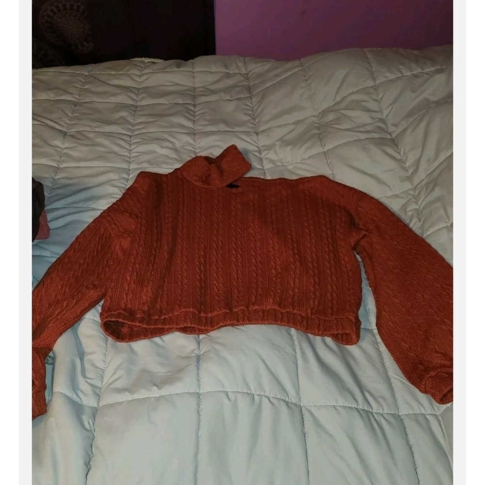 Fashion Nova Curve Cut Off Sweater Rust Color - Picture 3 of 3